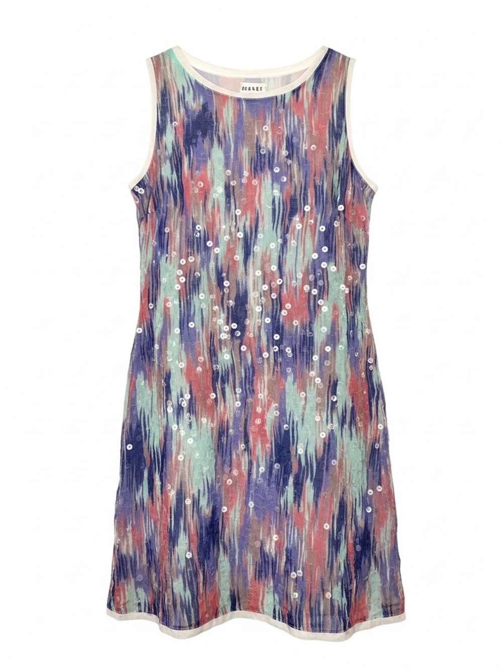 Coastal Mermaidcore Watercolor Sequin Shift Dress Size 6